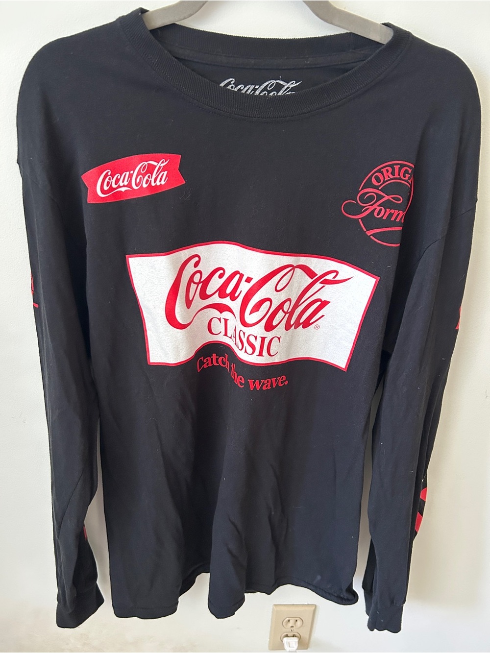 Coca-Cola Black Long Sleeve Tee with Red & White Logo